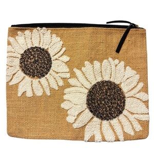 Two Company Jute Sunflower Clutch/Makeup Bag